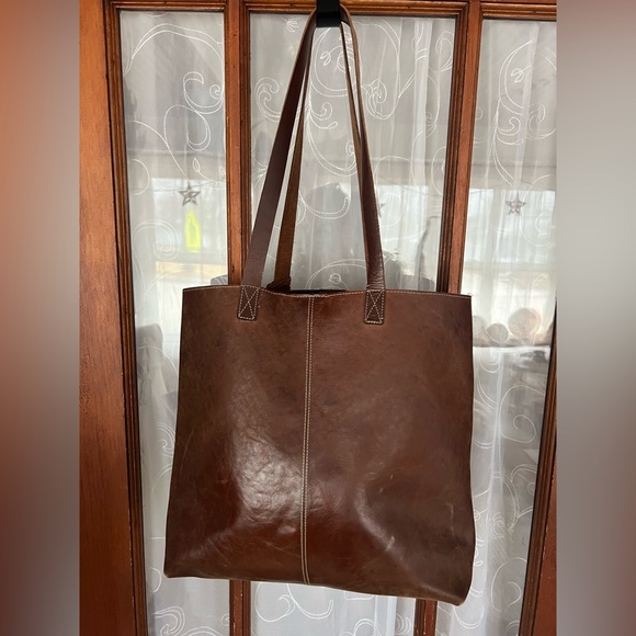 Genuine Leather KIKO Brown Leather Suede Tote Shoulder Bag Purse Like New - Picture 5 of 16